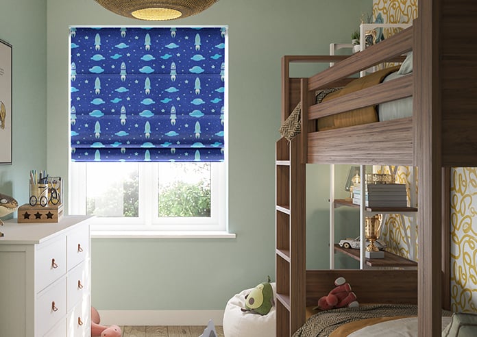 Blast Off, Blue Comet - Motorised Roman Blind - Image 3